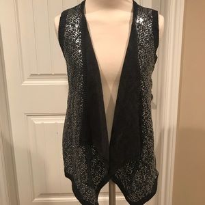 Sequined charcoal grey sweater vest